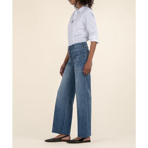 Kut From the Kluth Meg Wide Leg Jeans 12 button fly trendy light denim